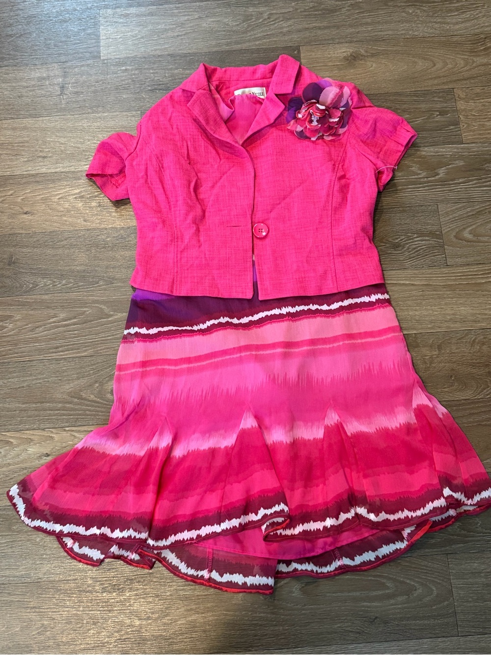 Danny and Nicole Pink Blazer and Sleeveless Dress Set Size 10